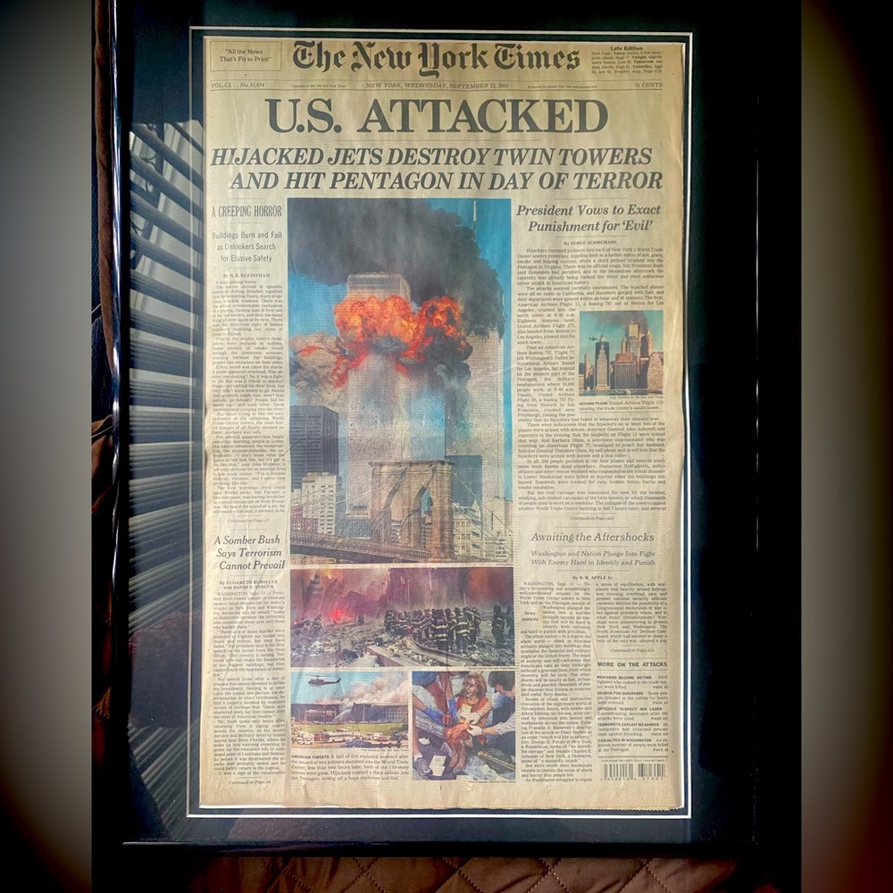 Framed newspaper